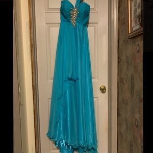 Prom dress- blue, one shoulder